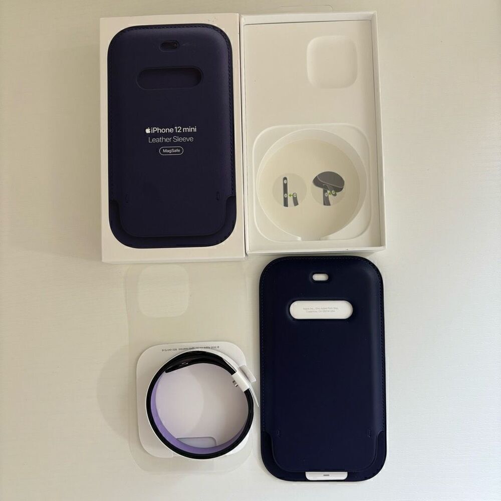 Apple Leather Sleeve case MagSafe for iPhone 12 mini deep violet new - Picture 5 of 11